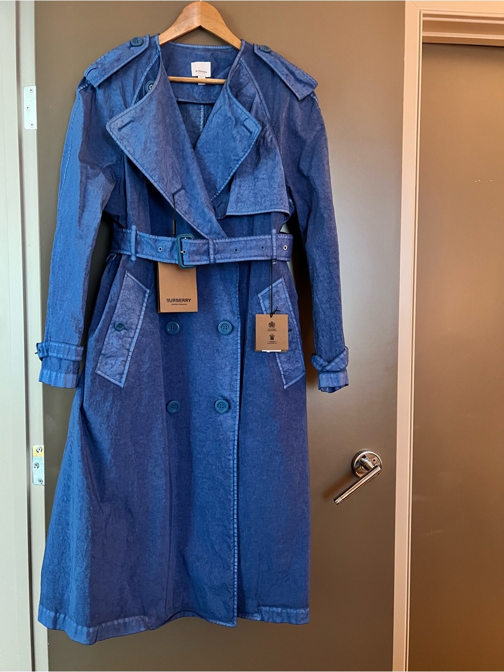 Brand New Burberry Nylon Trench - Warm Royal Blue